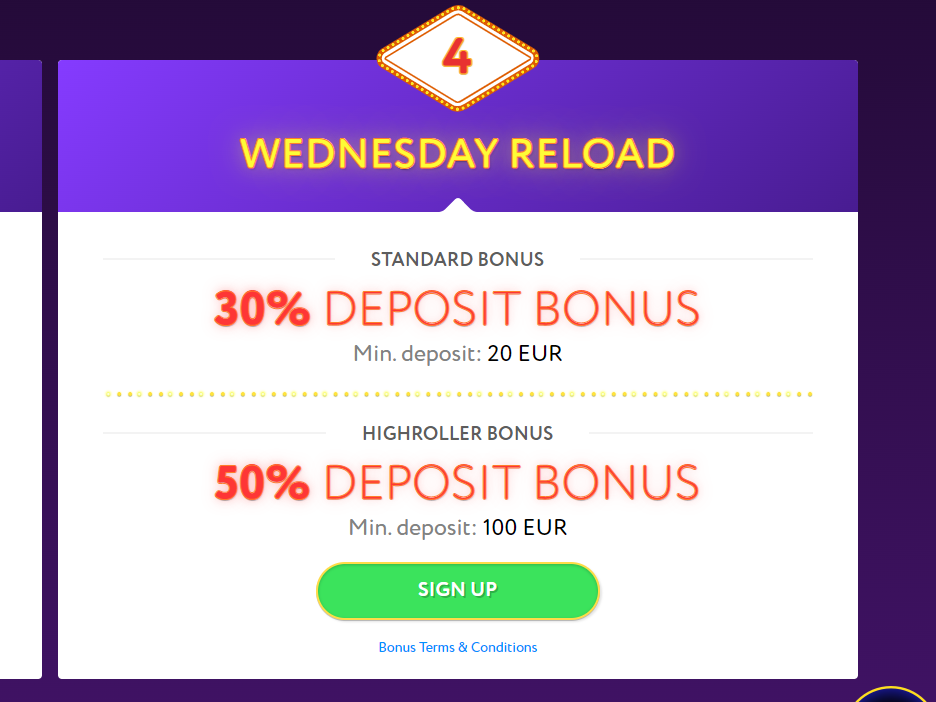 Slotwolf Casino 50% Deposit Bonus on Wednesdays