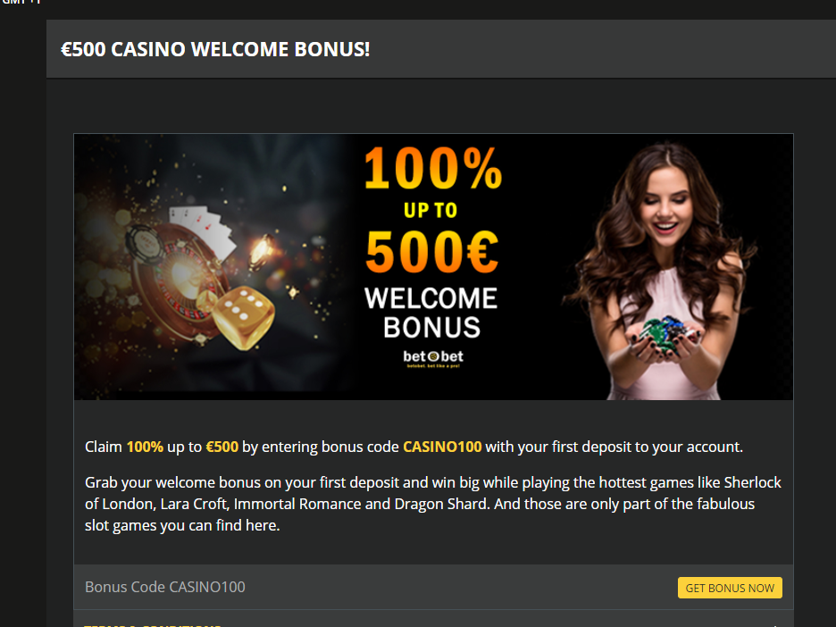 Betobet 100% up to €500