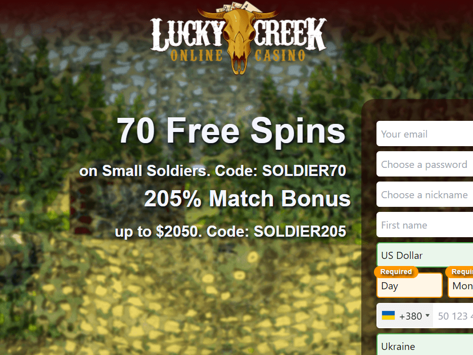 205% Match Bonus up to $2050 in Lucky Creek Casino