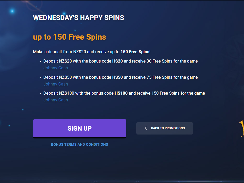 Wednesday's Happy Spins up to 150 Free Spins