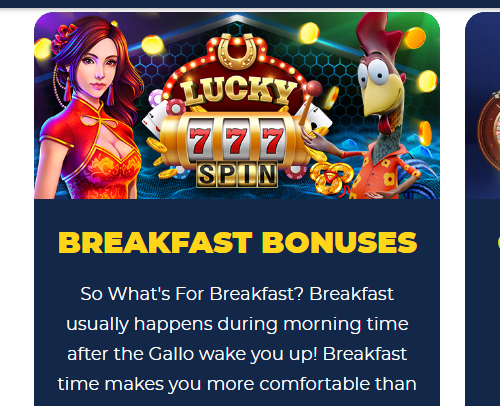 Gallo Casino Breakfast Bonus of 30 free spins
