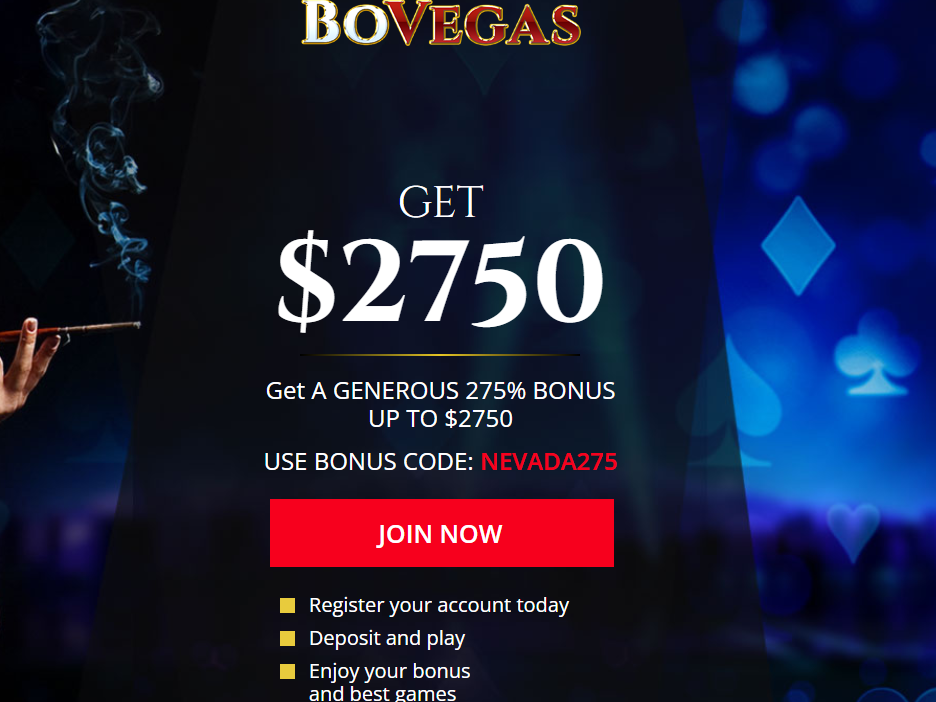 BoVegas Get A GENEROUS 275% BONUS UP TO $2750