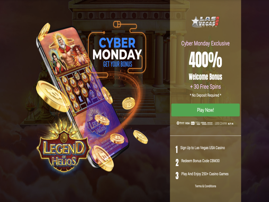 250% Welcome Bonus + 30 Free Spins Cyber Monday