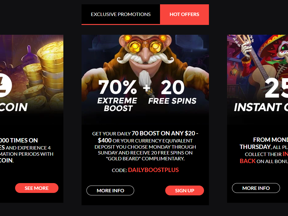 Casino Extreme 70% Extreme boost + 20 free spins