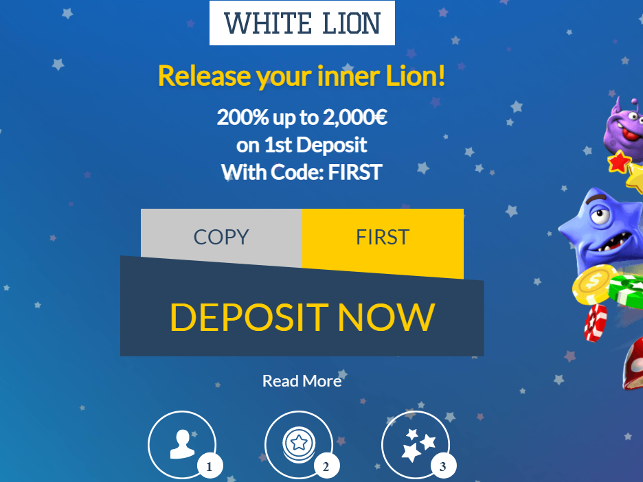 WhiteLion Bets Casino 100% up to €500 + 50 FS for "Tiger claw"