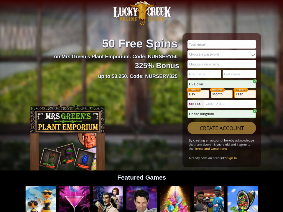 lucky-creek-50-free-spins-on-mrs-greens-plant-emporium-plus-325-match-bonus-special-sign-up-deal.png