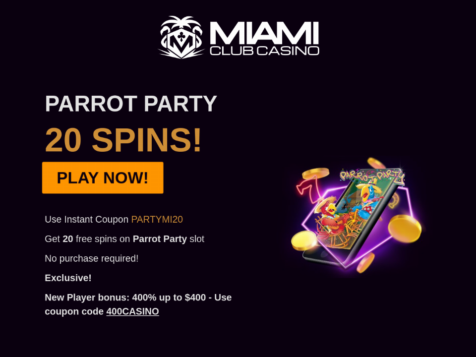 miami-club-casino-20-free-spins-on-parrot-party-no-deposit-deal-for-all-players.png