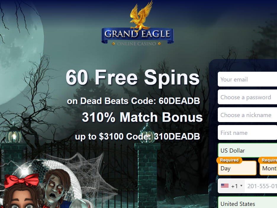 60 Free Spins on Dead Beats Code in Grand Eagle