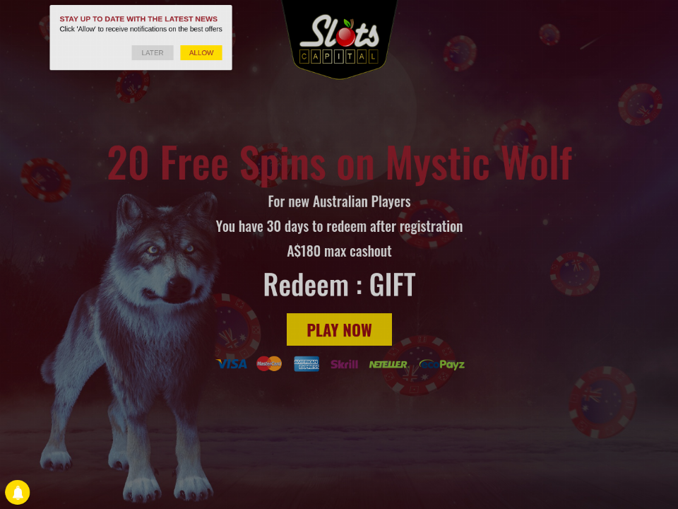 slots-capital-online-casino-20-free-spins-on-mystic-wolf-no-deposit-wlecome-gift.png